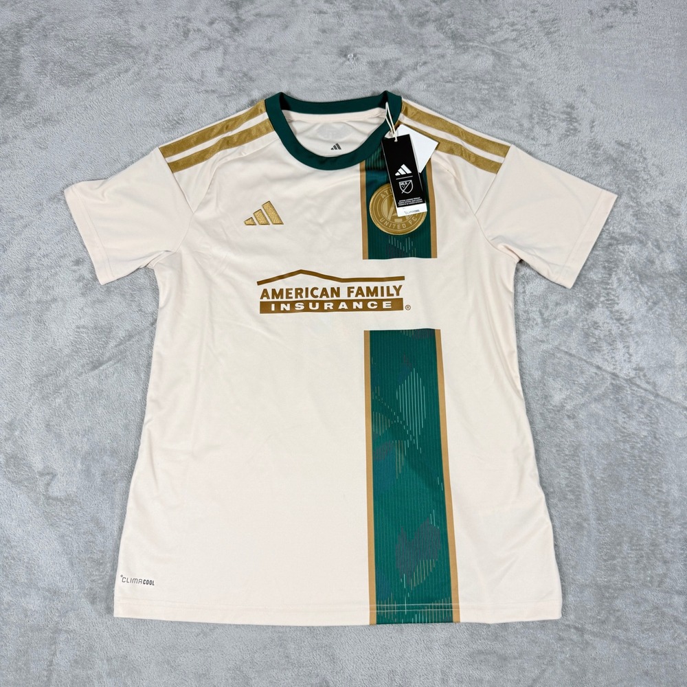 Adidas Womens L Atlanta United FC Soccer Jersey Linen Green Gold JL8503 NWT
